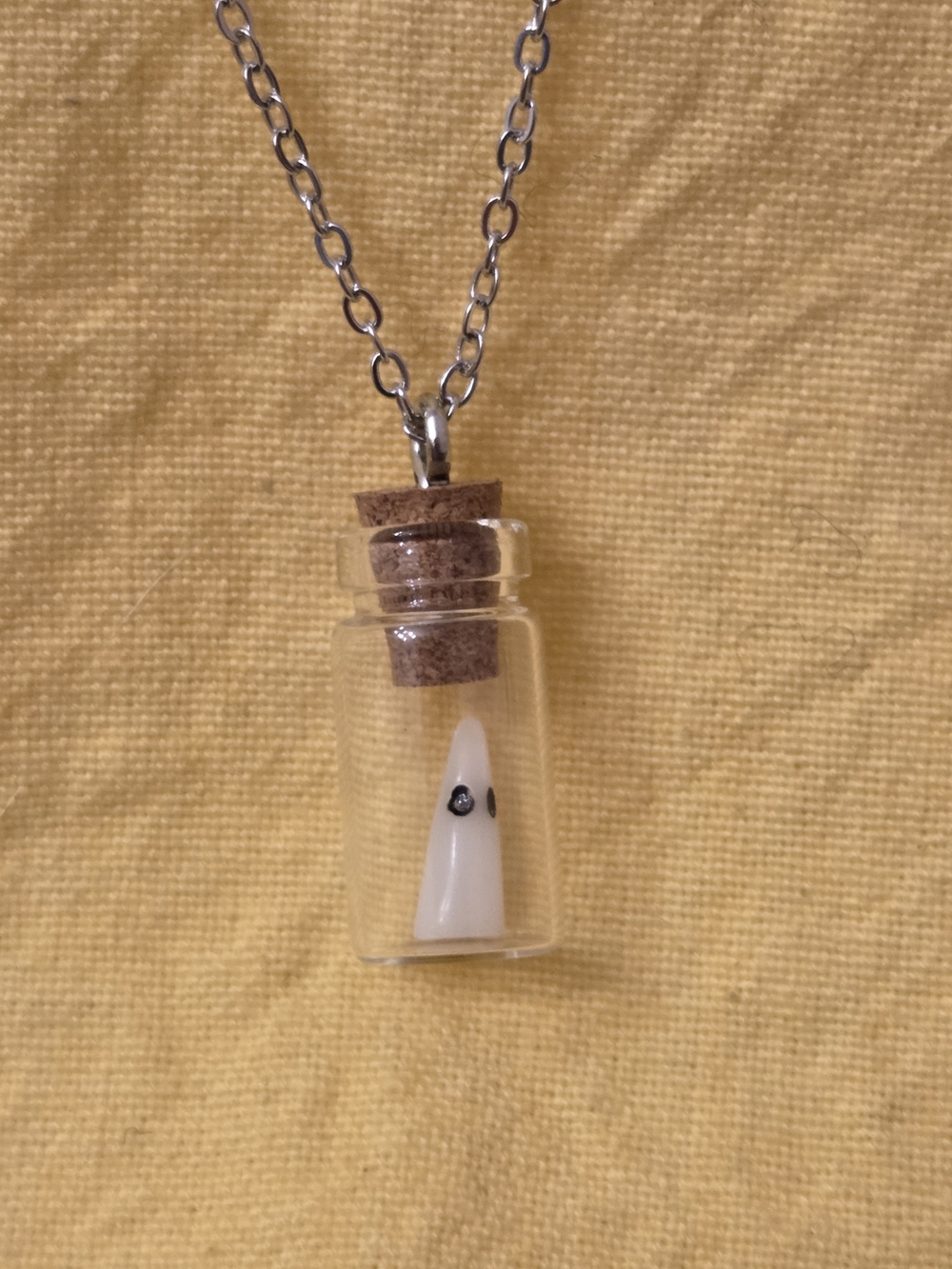 Luminescent Ghost-in-a-bottle Necklace- Halloween Jewelry